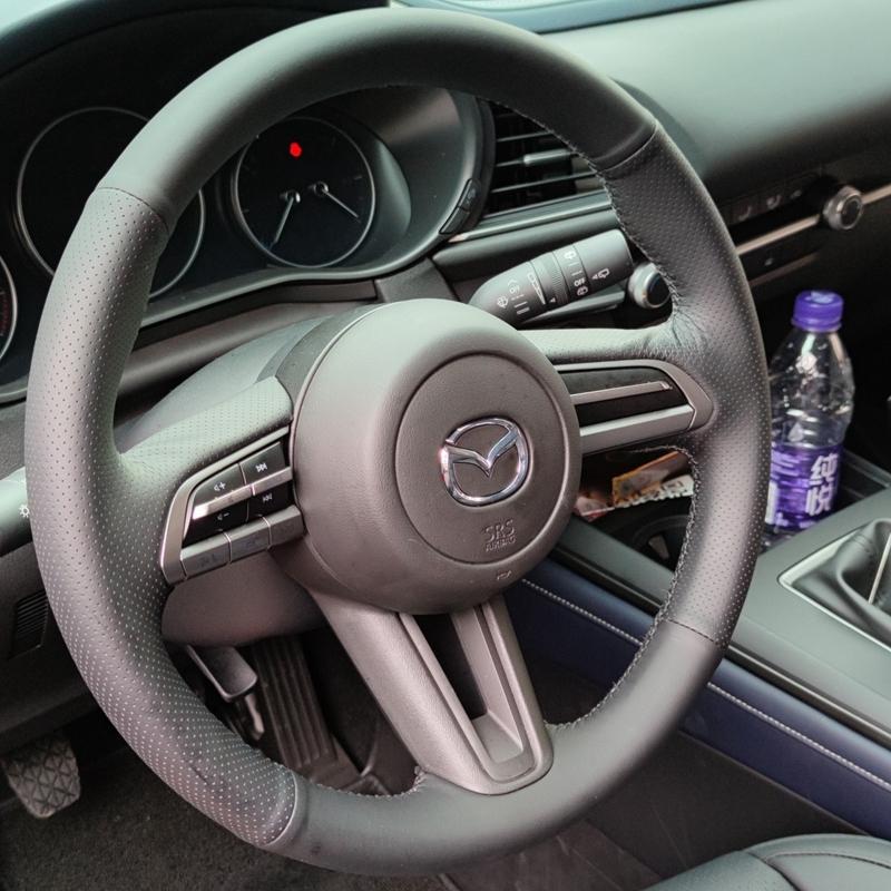 Ручная sewing Черная кожаная крышка рулевого колеса автомобиля для Mazda 3 Axela CX-30 MX-30 Автоаксессуары