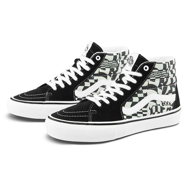 Vans Sk8 Canvas Casual High-Top Skate Shoes Black And White Checkerboard Unisex Sneaker VN0A5FCC9CU