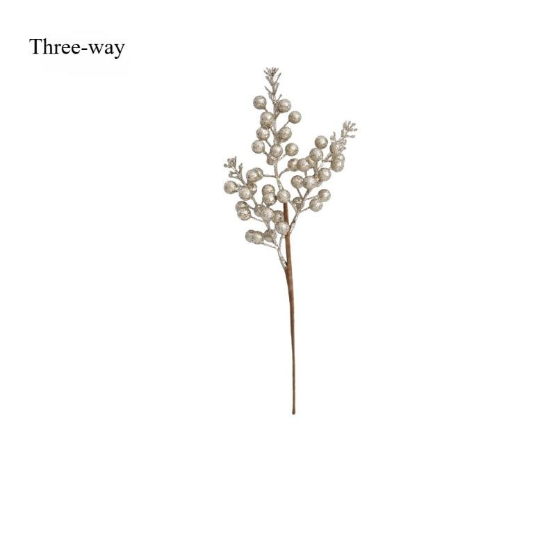 Hot-selling 3 forks 5 forks gold powder berry simulation Christmas tree decoration accessories Christmas decoration scene arrangement