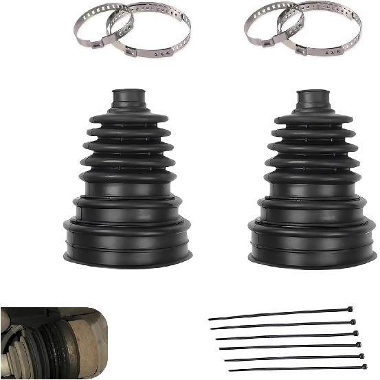 2 PCS CV Boot Repair Kit, Waterproof Dustproof Axle Boot with 4 Stainless Steel Clamps & 6 Cable Ties, High-Temp Resistant CV Joint Axle Cover,