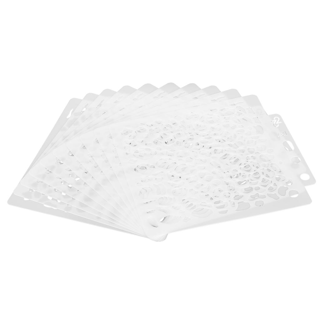 10Pcs Layering Stencils 14x12.8cm Reusable Hollow PET Painting Embossing Templates S137