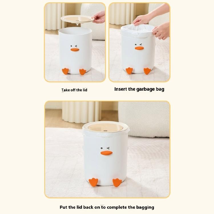 Miniature Duck Design Waste Bin ABS Home Decorative Trash Can with Press Lid Leakprevent For Kitchen Bathroom Office
