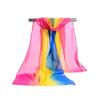 Gradual Change Color Silk Scarf Ladies Scarf, Georgette Transition Color Tulle Scarf Body Training Square Dance Dance Silk Scarf