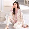 Spring and Autumn Women's Pajamas Homewear Set Pajamas Women Long-Sleeved Cardigan Ins Cute Fall Pajamas Homewear