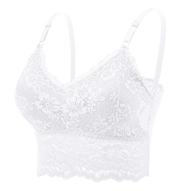 Fashion Sleeveless Lace Vest Wirefree Padded Bra Short Camisole Fitness Underwear Floral Lace Bra