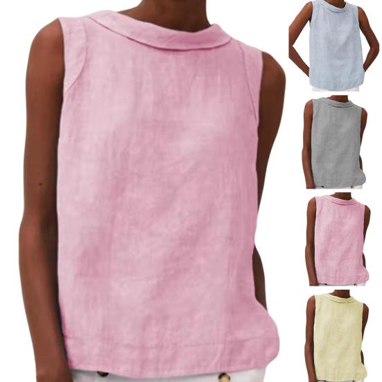 Топы без рукавов с круглым вырезом, модные повседневные, дышащие, мягкие, на каждый день, универсальный однотонный летний топ без рукавов для повседневной жизни