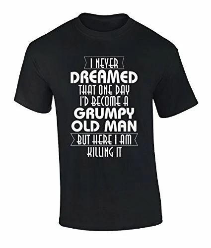 Funny Grumpy Old Man Graphic Short Sleeve Tee Shirt Black