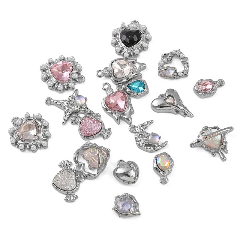 Подвеска из алмазного сплава в форме сердца, звезды и луны, ожерелье, браслет, серьги, аксессуары для ювелирных изделий своими руками