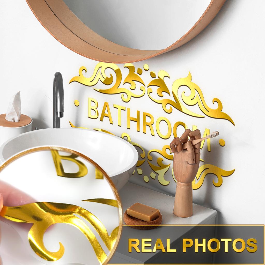 Tj12010 Расписанная вручную бронзирующая наклейка на дверь для ванной комнаты с английским узором, украшение, наклейка на стену с самоклеящейся основой для комнаты, спальни, фона