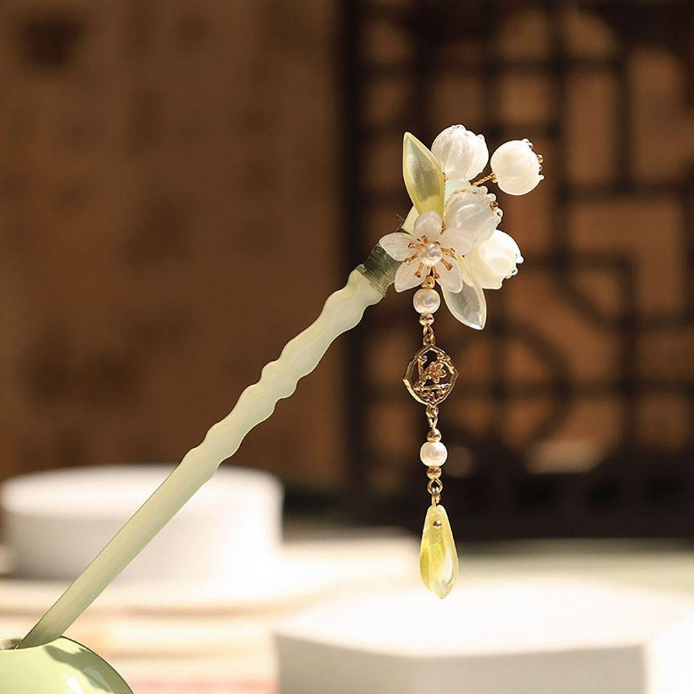 Flower Tassel Hairpin Ancient Style Hair Insert Elegant Hair Sticks  Hanfu