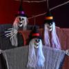 Halloween Hanging Skull Realistic Skull Ghost Decoration with Long Hair Poseable Wire Spooky Hanging Skeleton Prop for Halloween Party