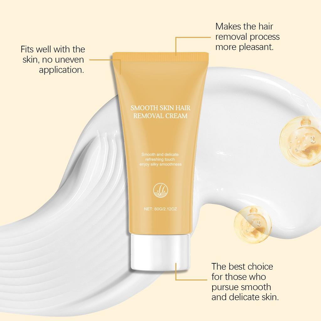 Мягкий крем для удаления волос, Успокаивающий крем для удаления волос, Увлажняющий и не вызывающий раздражения, Подходит для всех типов кожи, 60 г
