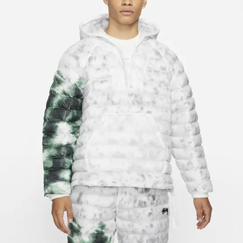 Мужская хлопковая куртка с длинными рукавами и капюшоном Stussy X Nike Tie-Dye, серая DC1085-101