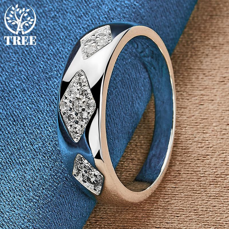 Ювелирные изделия из стерлингового серебра 925 пробы с тремя цирконами AAA