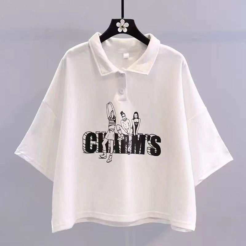 Summer Suit Female Student Korean Version of Loose College Style Short-sleeved T-shirt + Denim Elastic Waist Wide-leg Pants Suit