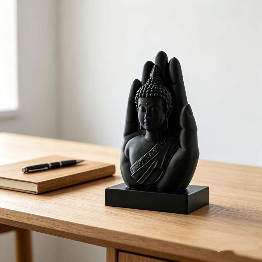 Minimalist Style Buddha Hand Statue Freestanding Base Meditation Sculpture Meditation Room Decor