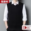 Hengyuanxiang Men's Machine Washable V-Neck Pure Wool Vest
