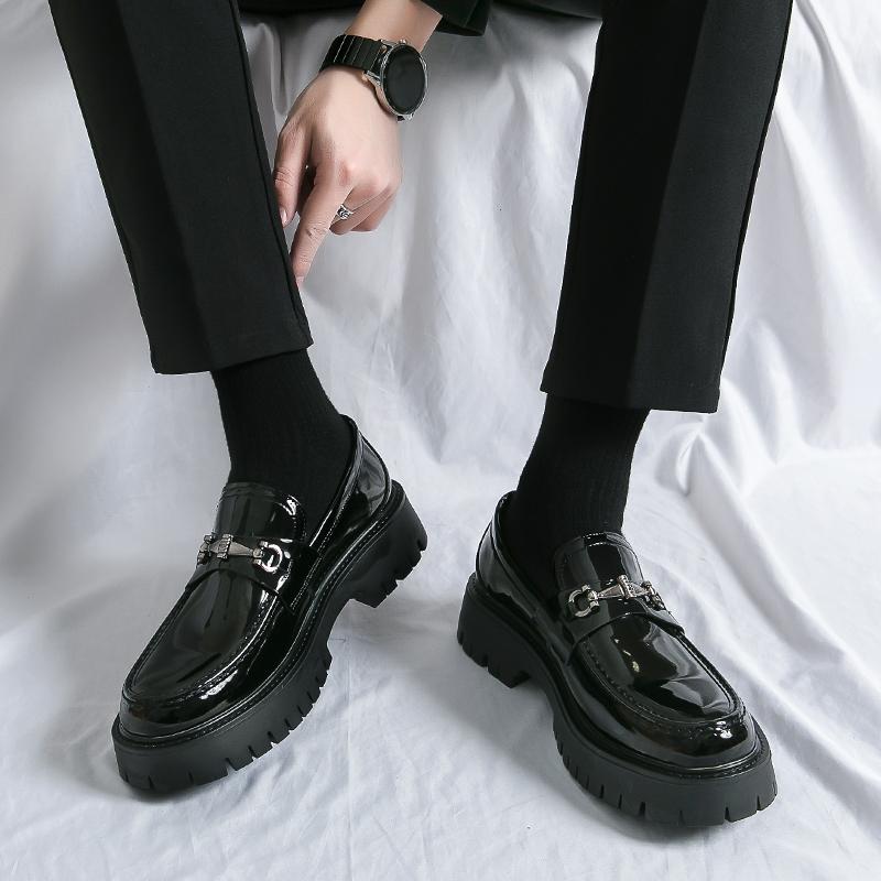 Модные мужские мокасины на платформе Роскошные кожаные туфли для торжественных свадебных торжеств Мужская мода Трендовые мужские мокасины Повседневная мужская обувь