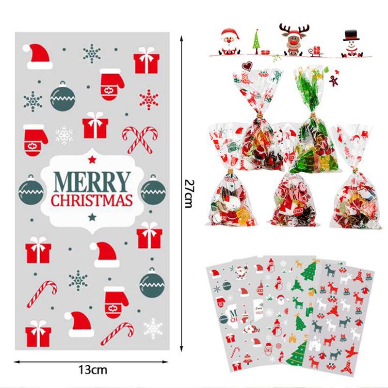 Хороший Новый год, ручная работа, 50 шт., упаковка для конфет, печенья, выпечка, Санта-Клаус, рождественские сувениры, детский целлофановый подарок на вечеринку
