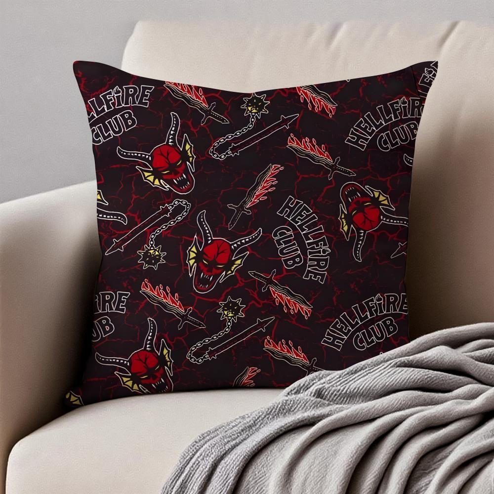 Dark style artistic illustration HHalloween Cushion Cover Pillowcase Antidustmite Invisible Zipper Short Plush Sofa Cushion