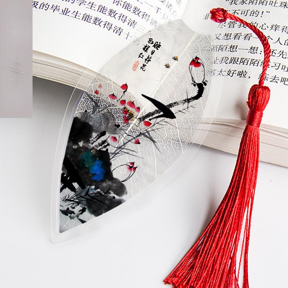 Ancient Chinese Landscape Painting Bookmark Beautiful Beautiful Leaf Vein Bookmark Gift To Classmates and Friends