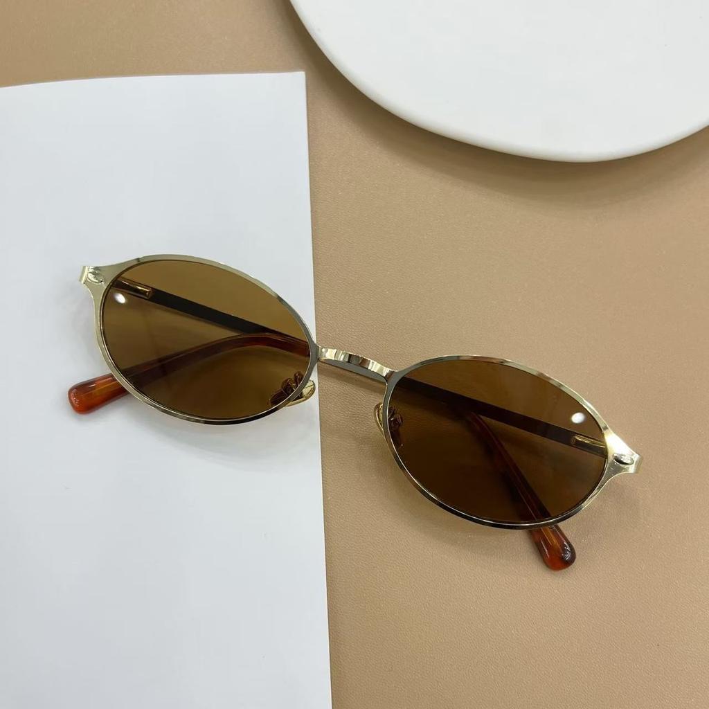 Новая Высококачественная Металлическая Овальная Оправа для Очков для Женщин Высококлассные Простые Очки Плоские Линзы Очки с Защитой от Синего Света и Радиации