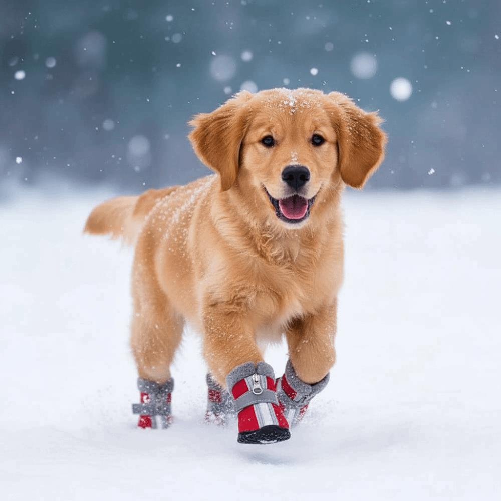 4pcs/set Thickened Winter Dog Shoes Waterproof Anti-slip Dog Boots Pet Snow Boots Adventure