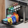 Multifunction 2 Tier Under Sink Organizer Sliding Holder Cabinet Basket Kitchen Accessories Organizer Transparent Kitchen Items