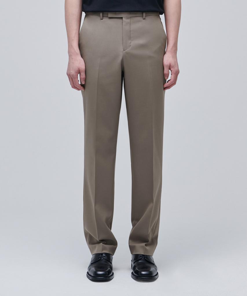 MUSINSA STANDARD Wool Blend Semi-Wide Hidden Elastic Waist Slacks [Dusty Beige]