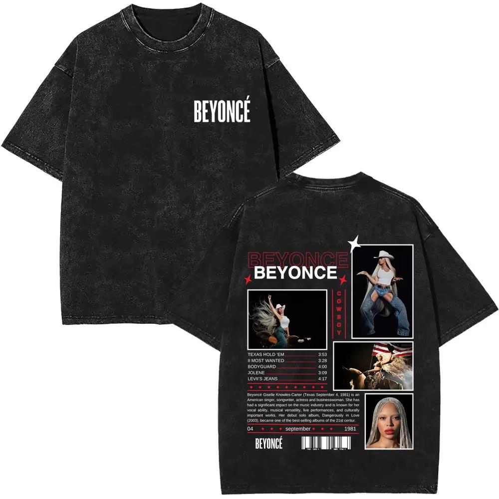 Retro Washed Beyonce Renaissance World Tour Tshirt Album Concert Music Tshirts Mens Women Casual Cotton Vintage T Shirts