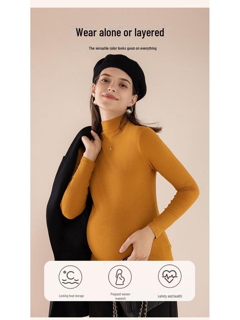 Топ для беременных с полувысоким воротником, эластичный, на весну и осень