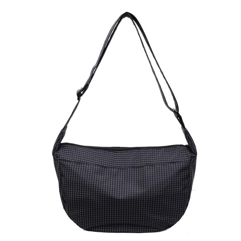 Вместительная клетчатая холщовая сумка женская легкая сумка через плечо кроссбоди сумка-пельмень
