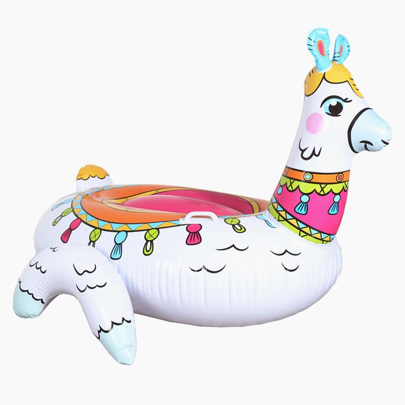Inflatable Alpaca Ride-on Swimming Ring Pvc Grass Mud White Horse Water Floating Funny Ride-on Cross-border Stock