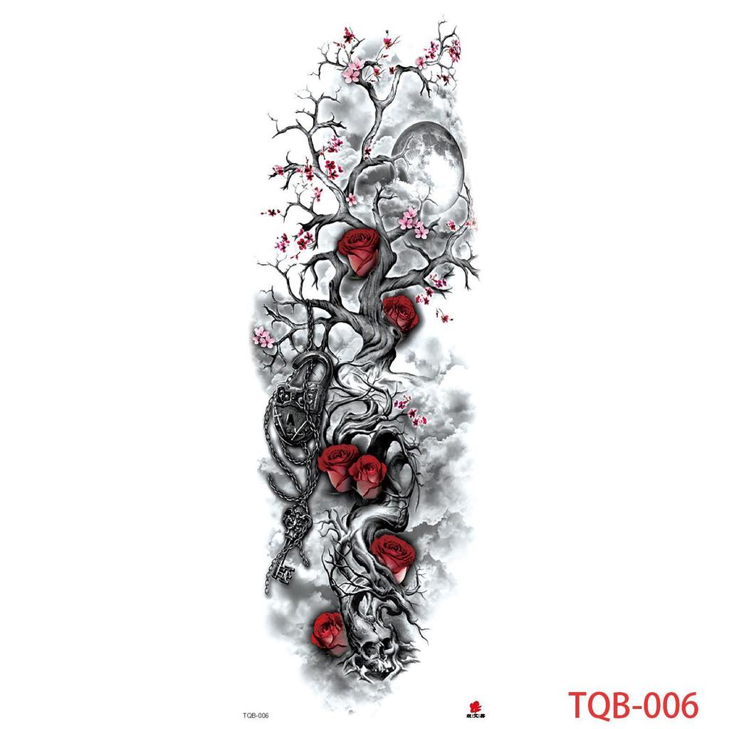 1 PC 480*170MM Large Temporary Tattoos Sleeve for Men Women Full Arm Selleve Tattoos Temporary Realistic Fake Wolf Tiger Lion Tattoo