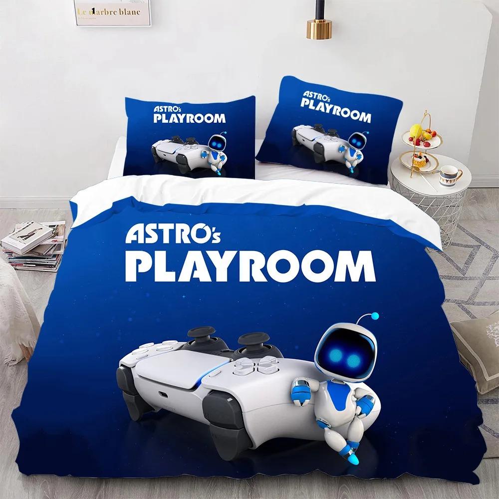 Astro Bot Cute Cartoon Bedding Set Duvet Cover Pillow Case Single Double King Size Adult Boys Bedroom