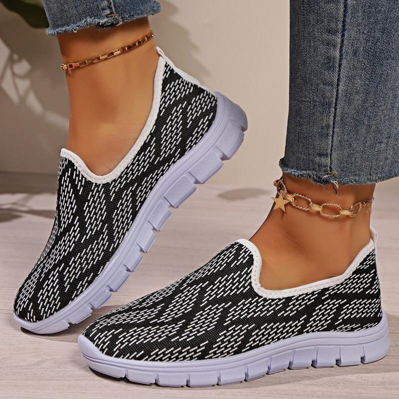 Fashion Summer Flat Soles, Breathable Soft Soles, Non-slip Athuse, Athleisure, Comfortable Mesh Shoes, Women's Slip-on Running Flats