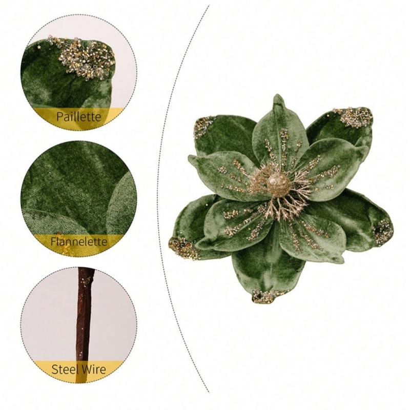 1 шт. Рождественский дом отель праздник свадебные украшения принадлежности флокированные одиночные искусственные цветы золотой порошок рождественские цветы