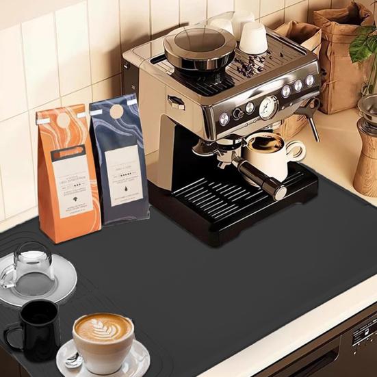 Силиконовый кофейный коврик с противоскользящей ручкой, коврики для сушки посуды, водонепроницаемые, термостойкие, без бисфенола А, коврики для столешницы, аксессуары для бара с эспрессо-напитками