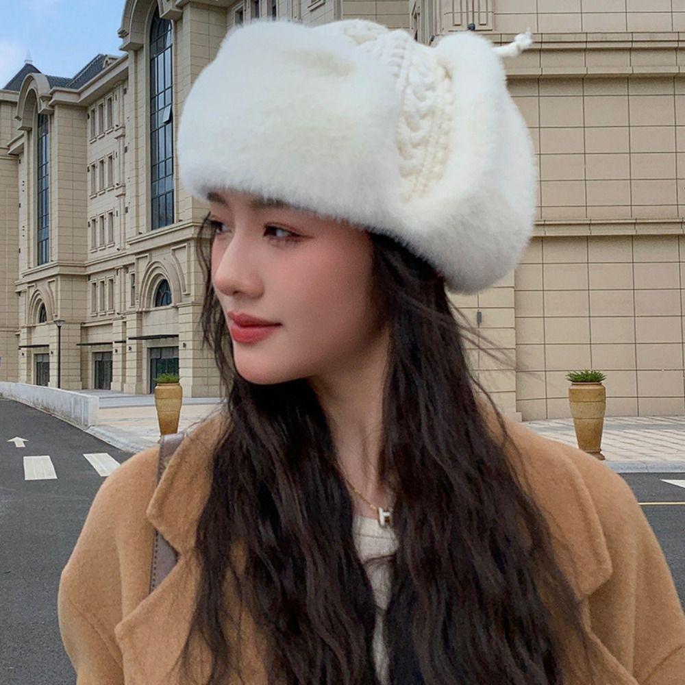 Warmth Extended Ear Protection Hat Thickened Plush Hood Cap Versatile Cold Hat For Women