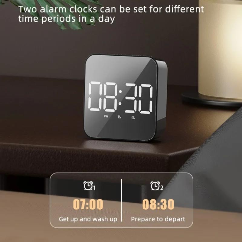 Голосовое управление Цифровой будильник TEMP Дата 2 будильника Ночной режим Повтор 12/24H Функция «антибеспокойство» Электронные светодиодные настольные часы