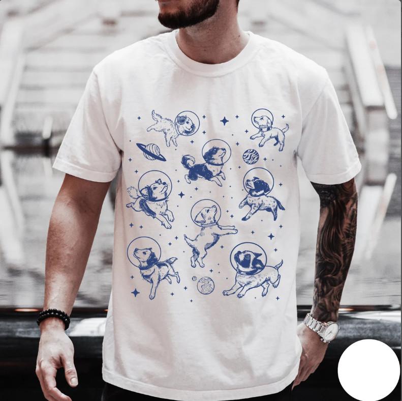 Dogs in Space Graphic Unisex T-shirt S-5XL
