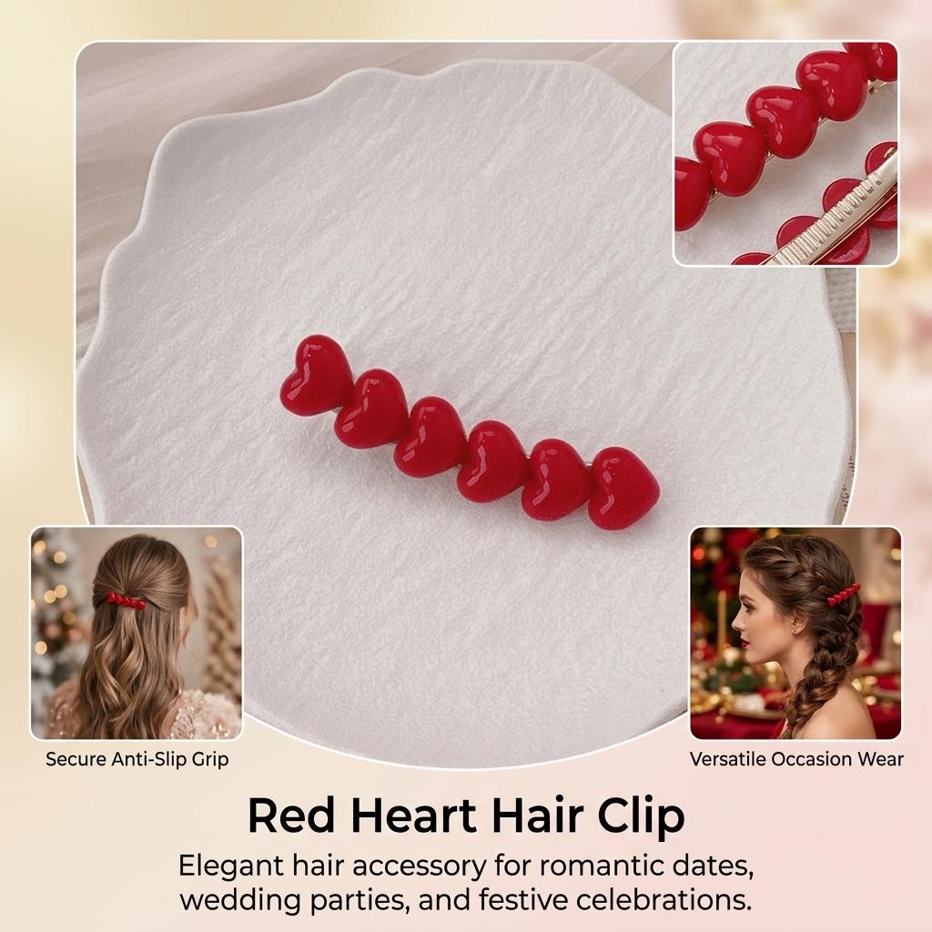 Pearl Heart Hair Clip Alloy Base With Acrylic Pearl For Women