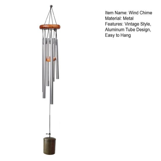 Vintage Aluminum Tube Wind Chime Natural Soothing Melody Outdoor Garden Yard Patio Hanging Metal Wind Bell Decoration
