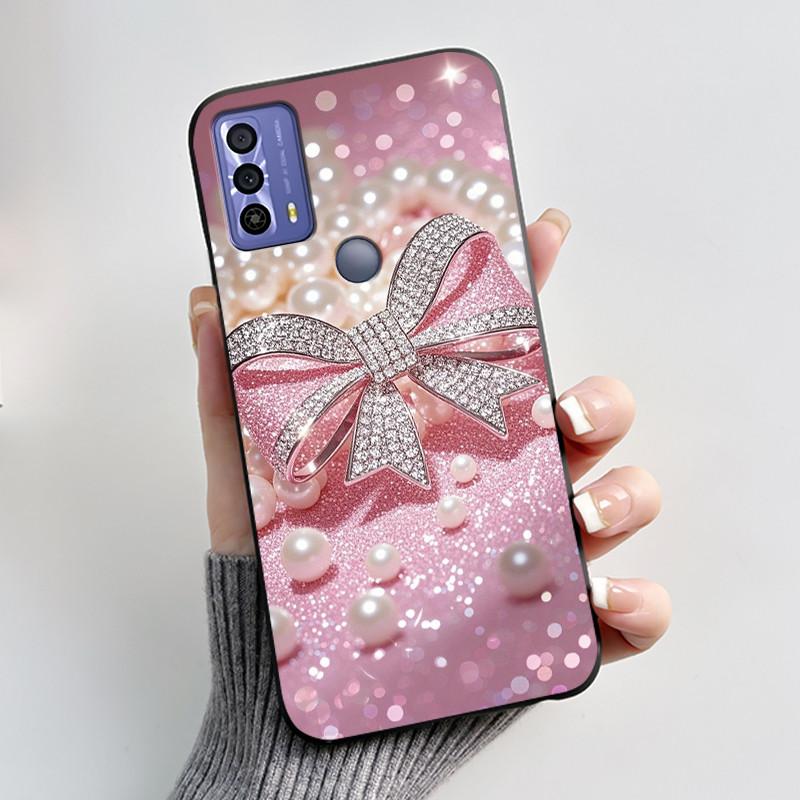 Cute Case For TCL 20B (6159K) Fundas Capa Printing Shell Protective Cover Soft Silicone Coque Cartoon Black Casing