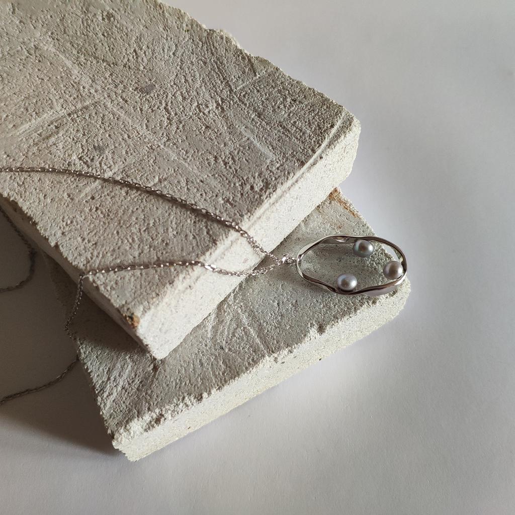 Silver Necklace with Natural Pearls (2128748)