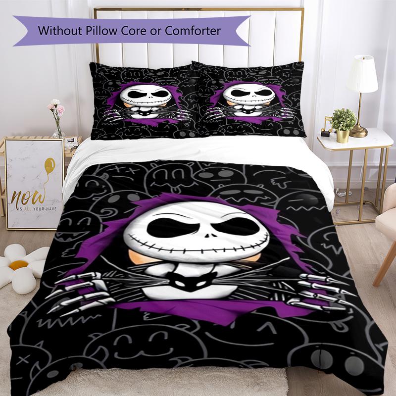 3pcs The Nightmare Before Christmas Bedding Set Duvet Cover Closure Includes 1 Duvet Cover & 2 Pillowcases, Soft and Comfortable for All Seasons.