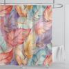 3D Feather Shower Curtain Set Colorful Printed Design Fabric Bathroom Decoration Waterproof Washable Shower Curtain with Hooks