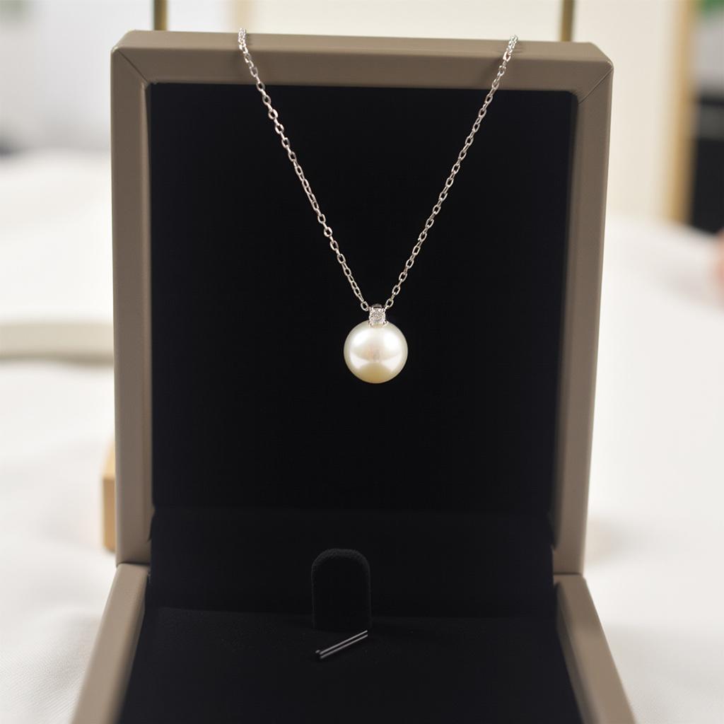 Natural Freshwater Pearl Necklace Women's Summer S911 Sterling Silver Simple Princess Diana Pendant Light Luxury Premium Clavicle Chain