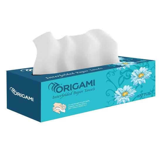 Оригами Однослойные бумажные салфетки Салфетница | Упаковка из 4 штук (100 штук в коробке, 400 листов)