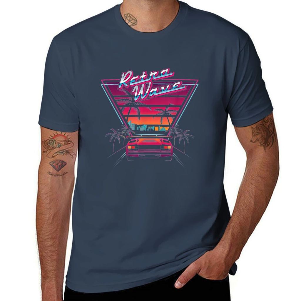 80s Vintage Retro Wave Synthwave Love Retro Wave Miami Beach T-Shirt summer tops shirts graphic tees Short sleeve tee men